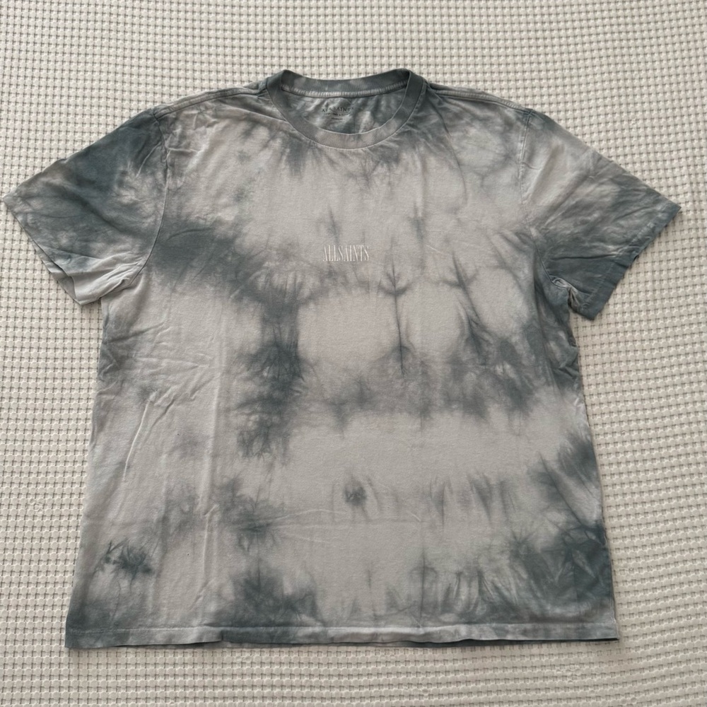 All Saints Black and Gray Tie-Dye Men's Tee